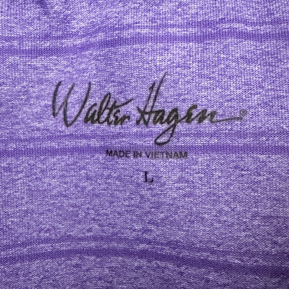 Walter Hagen Mens Purple Striped Golf Polo Shirt Large Performance Short Sleeve - Picture 6 of 10
